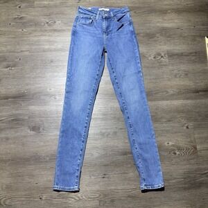 Levi's Premium 721 High Rise Skinny Jeans Women's W25 L30 Blue Lyocell Big E